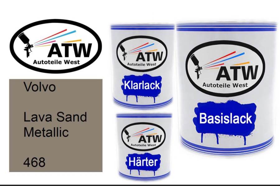 Volvo, Lava Sand Metallic, 468: 1L Lackdose + 1L Klarlack + 500ml Härter - Set, von ATW Autoteile West.